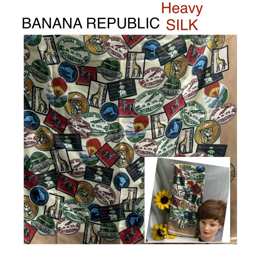 BANANA REP SILK thick Scarf BANANA REPUBLIC Excellent condition PASSPORTS